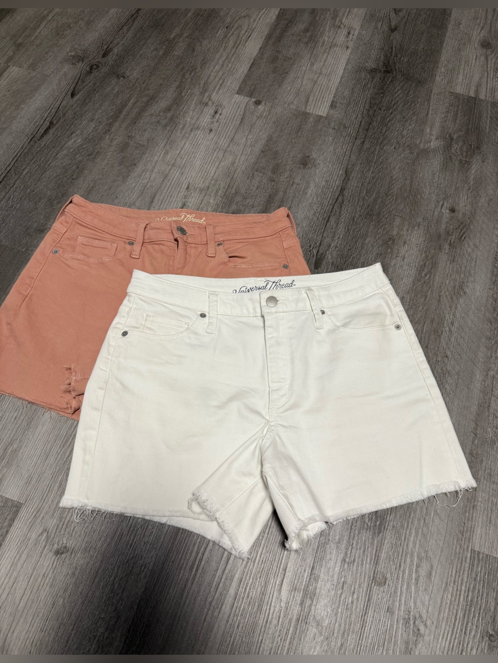 Women’s Universal Thread White and Peach Denim Shorts Set